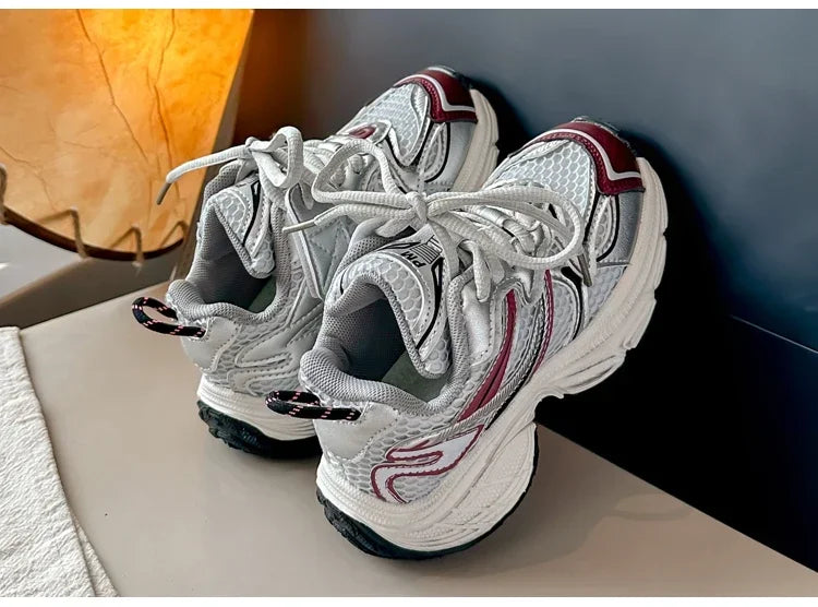 Students Sneakers Mesh Breathable Boys Girls Running Shoes Thick Soft Sole 2025 New Fashion Kids Casual Sports Shoes Non-slip