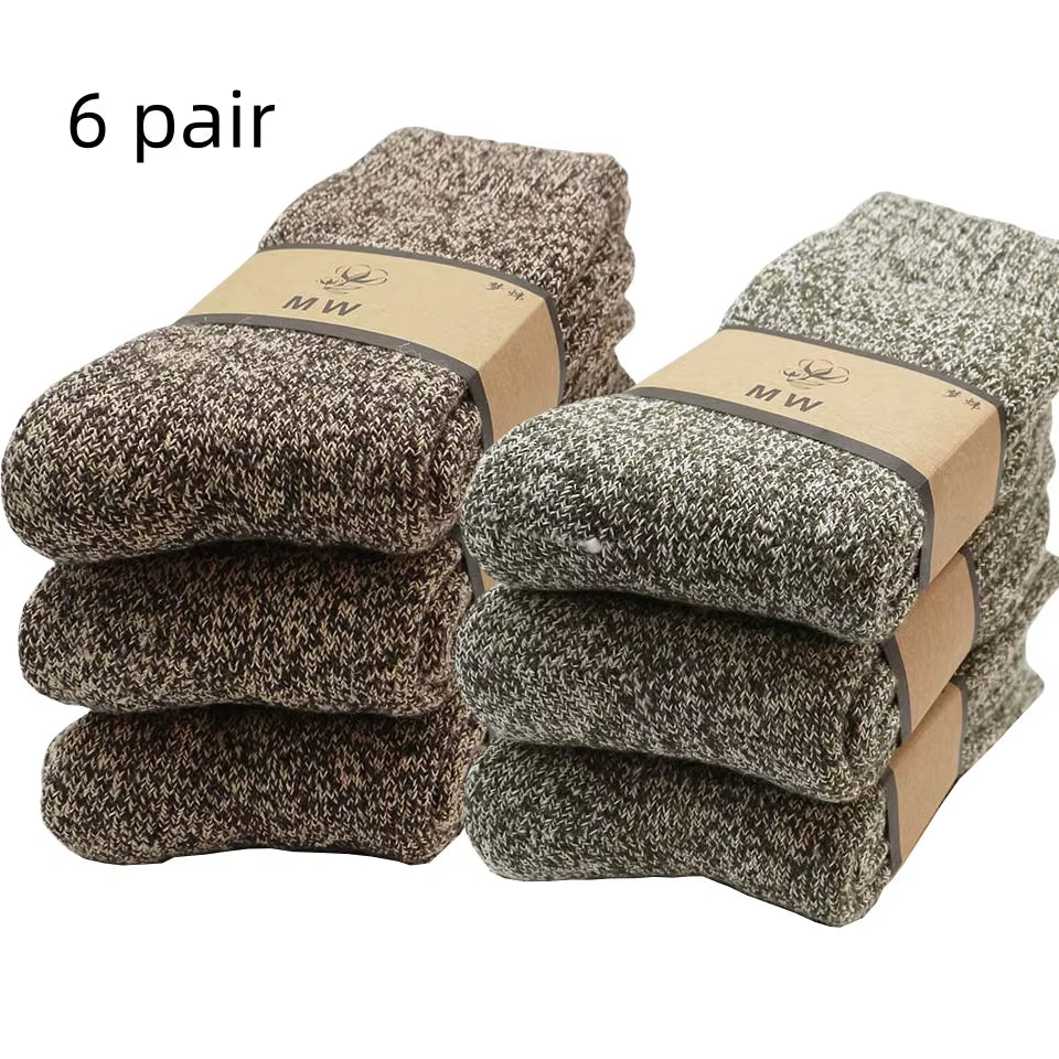 Experience Ultimate Comfort with Our Winter Men's Merino Wool Socks - Super Thick, Warm, and Stylish! Get 3 Pairs of High-Quality Casual Socks for the Cold Season!