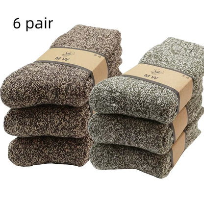 Experience Ultimate Comfort with Our Winter Men's Merino Wool Socks - Super Thick, Warm, and Stylish! Get 3 Pairs of High-Quality Casual Socks for the Cold Season!