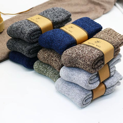 Experience Ultimate Comfort with Our Winter Men's Merino Wool Socks - Super Thick, Warm, and Stylish! Get 3 Pairs of High-Quality Casual Socks for the Cold Season!