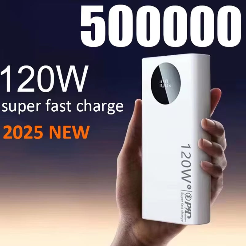 Experience Ultimate Power with the 120W 50000mAh High Capacity Power Bank - Fast Charging for All Your Devices!