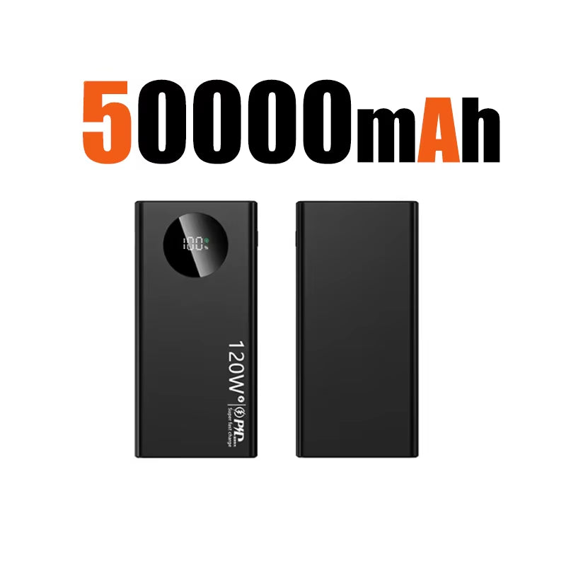 Experience Ultimate Power with the 120W 50000mAh High Capacity Power Bank - Fast Charging for All Your Devices!