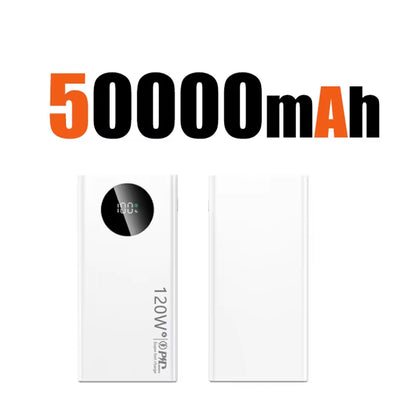 Experience Ultimate Power with the 120W 50000mAh High Capacity Power Bank - Fast Charging for All Your Devices!