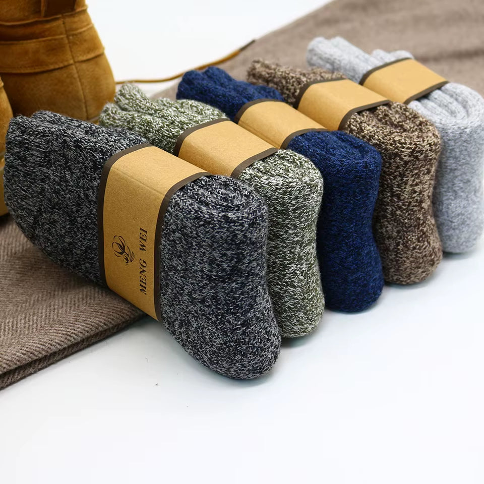 Experience Ultimate Comfort with Our Winter Men's Merino Wool Socks - Super Thick, Warm, and Stylish! Get 3 Pairs of High-Quality Casual Socks for the Cold Season!