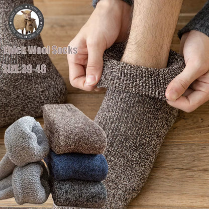 Experience Ultimate Comfort with Our Winter Men's Merino Wool Socks - Super Thick, Warm, and Stylish! Get 3 Pairs of High-Quality Casual Socks for the Cold Season!