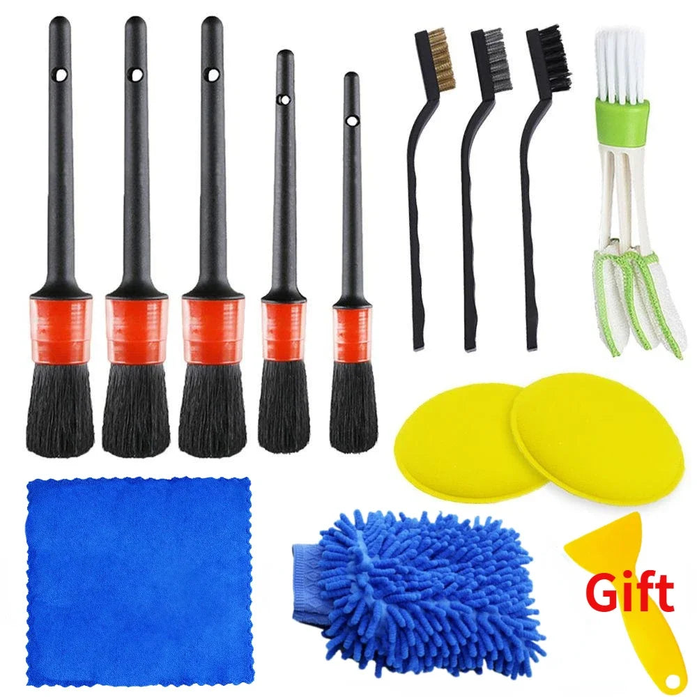 ZOPOSON Ultimate Car Cleaning Kit: Drill Detailing Brush Set with Air Conditioner Vent Tools & Polishing Towels for a Showroom Shine