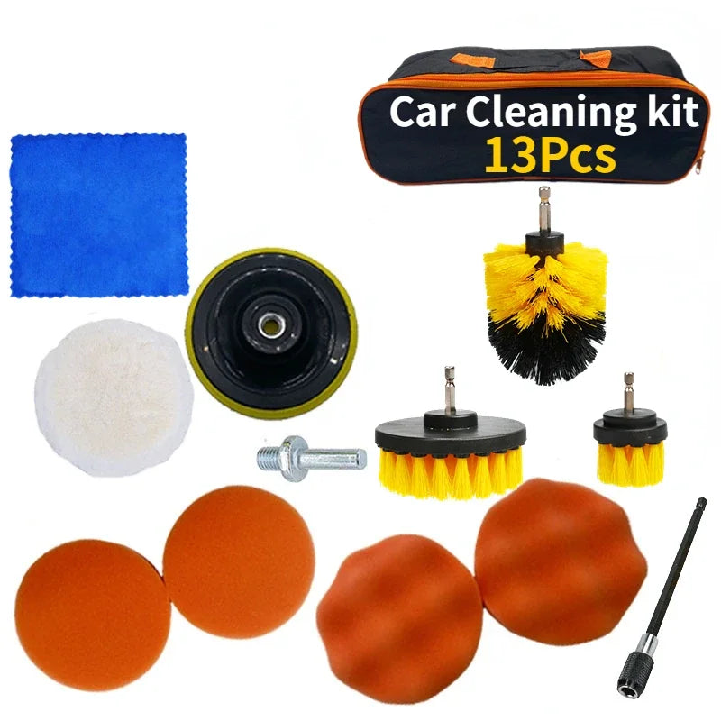 ZOPOSON Ultimate Car Cleaning Kit: Drill Detailing Brush Set with Air Conditioner Vent Tools & Polishing Towels for a Showroom Shine