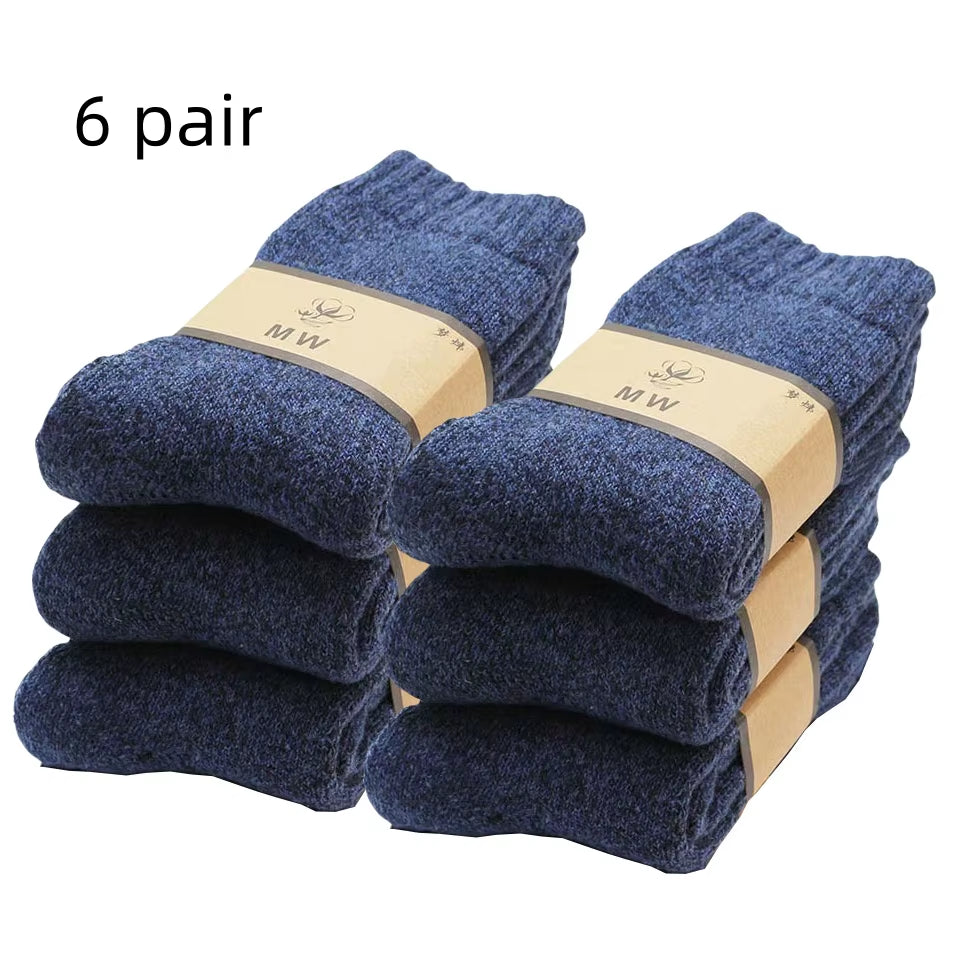 Experience Ultimate Comfort with Our Winter Men's Merino Wool Socks - Super Thick, Warm, and Stylish! Get 3 Pairs of High-Quality Casual Socks for the Cold Season!
