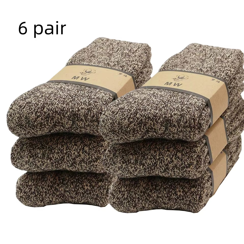 Experience Ultimate Comfort with Our Winter Men's Merino Wool Socks - Super Thick, Warm, and Stylish! Get 3 Pairs of High-Quality Casual Socks for the Cold Season!