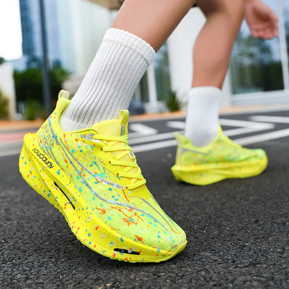 Marathon Carbon Plate Air Cushion Men Sports Running Shoes Breathable Lightweight Women's Comfortable Athletic Nonskid Sneakers