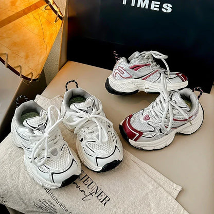 Students Sneakers Mesh Breathable Boys Girls Running Shoes Thick Soft Sole 2025 New Fashion Kids Casual Sports Shoes Non-slip