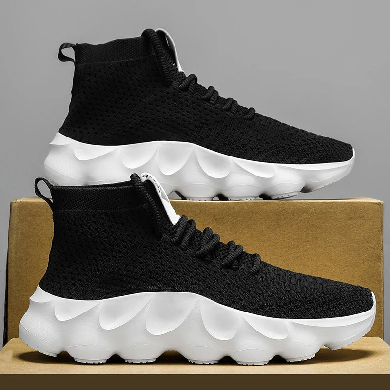 Trainers Breathable Soft Sole Sports Casual Shoes Fashion Lace-up Thick-soled White Shoes Tenis Masculino Mens White Sneakers