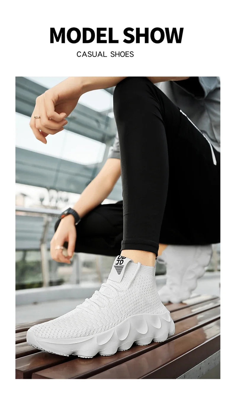 Trainers Breathable Soft Sole Sports Casual Shoes Fashion Lace-up Thick-soled White Shoes Tenis Masculino Mens White Sneakers