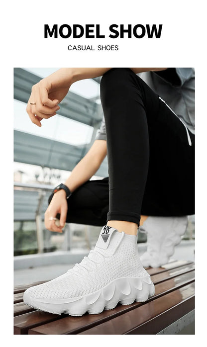Trainers Breathable Soft Sole Sports Casual Shoes Fashion Lace-up Thick-soled White Shoes Tenis Masculino Mens White Sneakers