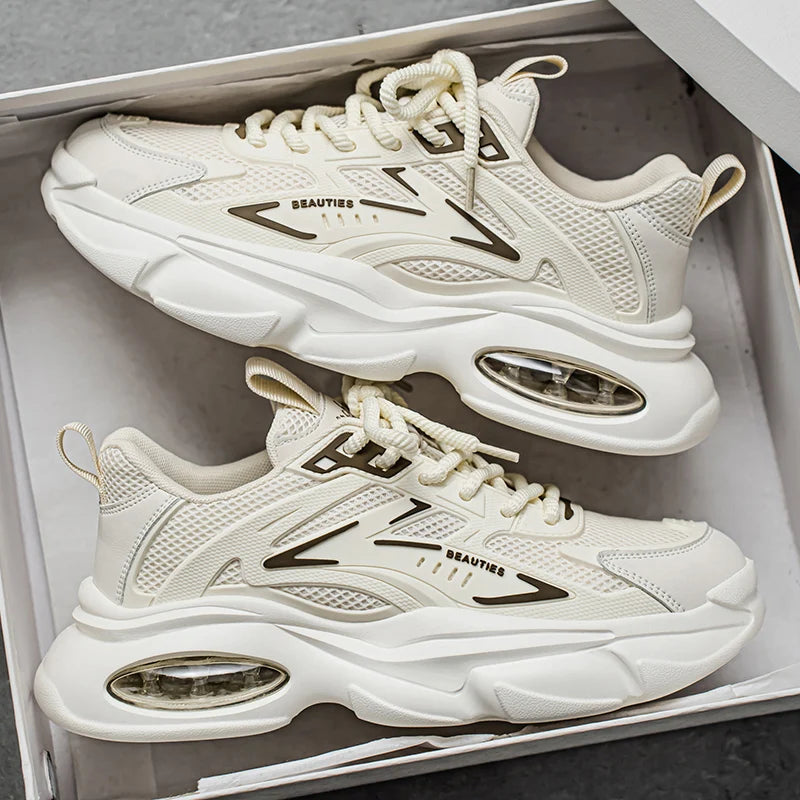 Men's Low-Top Sneakers for Autumn 2025 - Breathable Mesh, Slip-Resistant Thick-Sole Running Shoes, Trendy Outdoor Casual Shoes‌