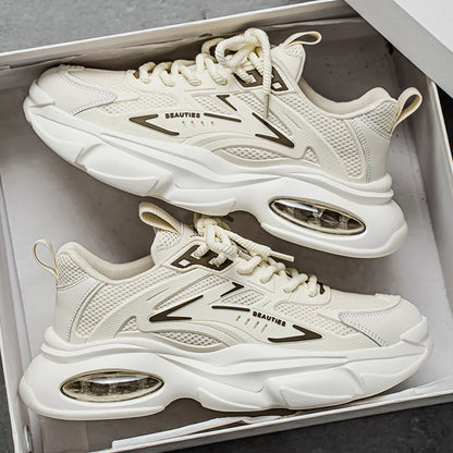 Men's Low-Top Sneakers for Autumn 2025 - Breathable Mesh, Slip-Resistant Thick-Sole Running Shoes, Trendy Outdoor Casual Shoes‌