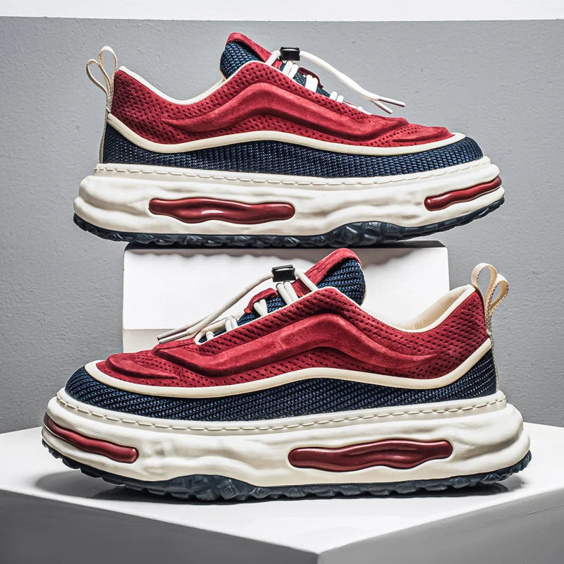 Men's Shoe Breathable Leather Casual Shoes Thick Soled Casual Sneakers Outdoor Running Sneakers Tennis Soft Soles Male Sneakers