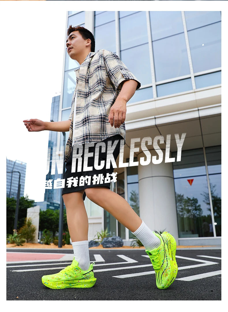 Marathon Carbon Plate Air Cushion Men Sports Running Shoes Breathable Lightweight Women's Comfortable Athletic Nonskid Sneakers