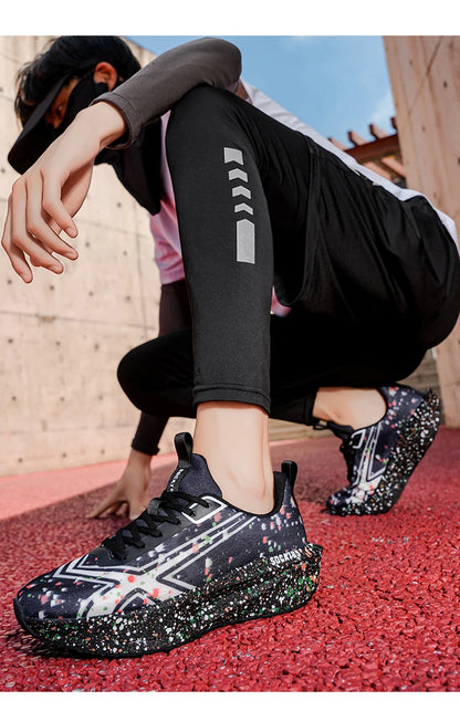 Men Sports Running Shoes Casual Marathon Breathable Lightweight Women's Comfortable Athletic Nonskid Walking Sneakers Outdoors