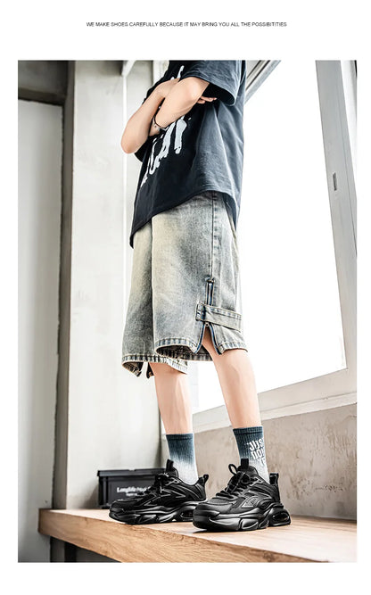 Men's Low-Top Sneakers for Autumn 2025 - Breathable Mesh, Slip-Resistant Thick-Sole Running Shoes, Trendy Outdoor Casual Shoes‌