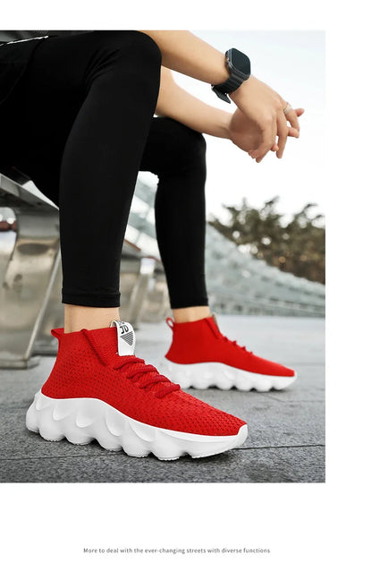 Trainers Breathable Soft Sole Sports Casual Shoes Fashion Lace-up Thick-soled White Shoes Tenis Masculino Mens White Sneakers