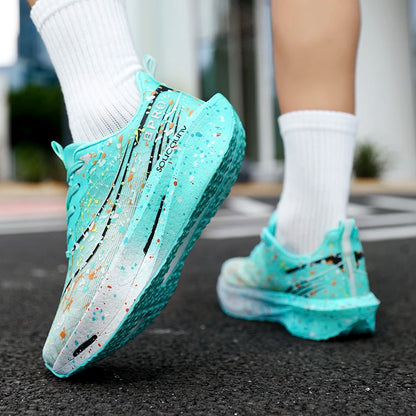 Marathon Carbon Plate Air Cushion Men Sports Running Shoes Breathable Lightweight Women's Comfortable Athletic Nonskid Sneakers