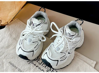 Students Sneakers Mesh Breathable Boys Girls Running Shoes Thick Soft Sole 2025 New Fashion Kids Casual Sports Shoes Non-slip