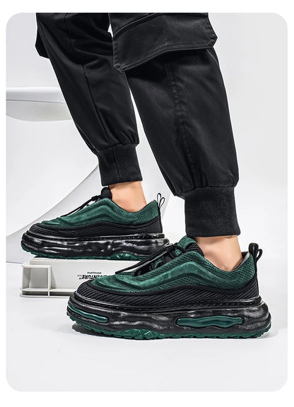 Men's Shoe Breathable Leather Casual Shoes Thick Soled Casual Sneakers Outdoor Running Sneakers Tennis Soft Soles Male Sneakers