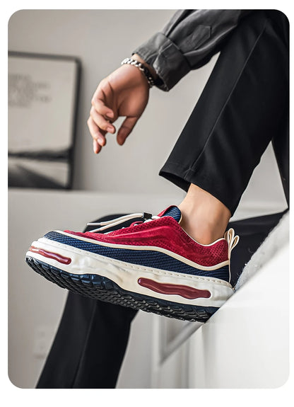 Men's Shoe Breathable Leather Casual Shoes Thick Soled Casual Sneakers Outdoor Running Sneakers Tennis Soft Soles Male Sneakers