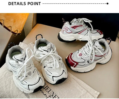 Students Sneakers Mesh Breathable Boys Girls Running Shoes Thick Soft Sole 2025 New Fashion Kids Casual Sports Shoes Non-slip