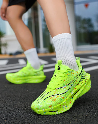 Marathon Carbon Plate Air Cushion Men Sports Running Shoes Breathable Lightweight Women's Comfortable Athletic Nonskid Sneakers