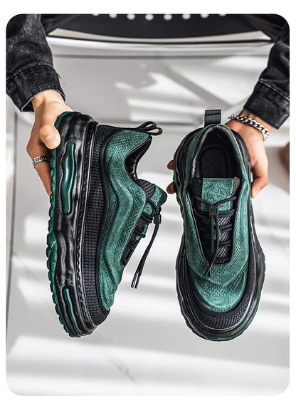 Men's Shoe Breathable Leather Casual Shoes Thick Soled Casual Sneakers Outdoor Running Sneakers Tennis Soft Soles Male Sneakers