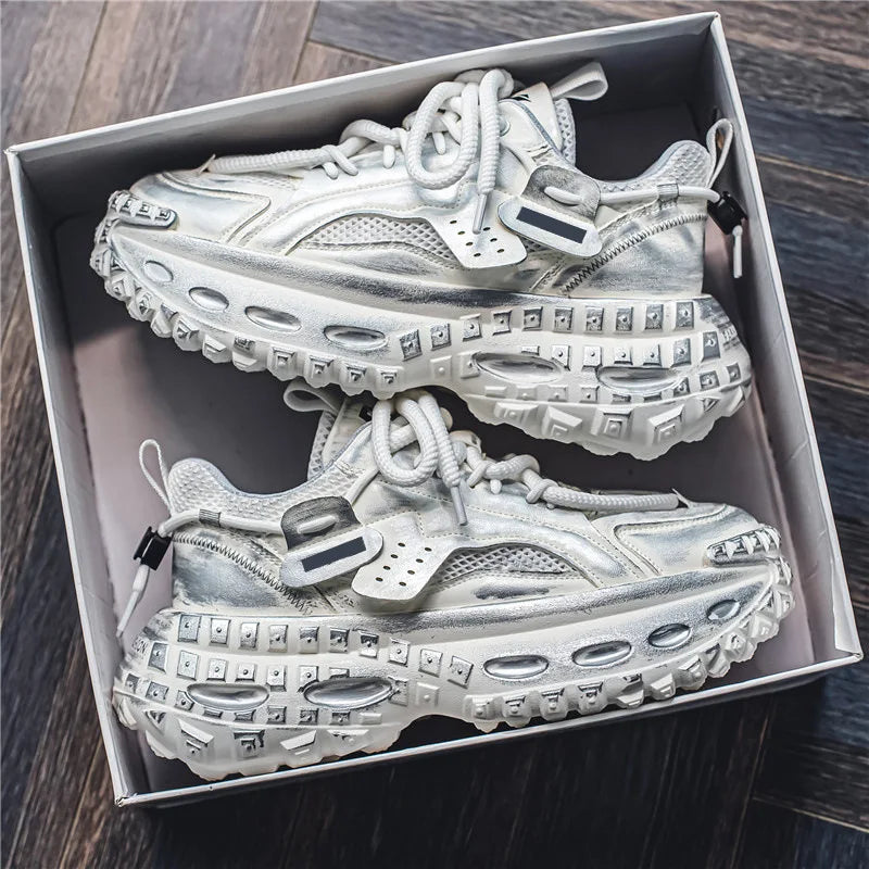 Men's Thick Sole Sneakers Fashion Casual Shoes Designer Platform Height Increasing Sports Shoes for Men Street Style Tennis Shoe