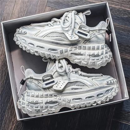 Men's Thick Sole Sneakers Fashion Casual Shoes Designer Platform Height Increasing Sports Shoes for Men Street Style Tennis Shoe