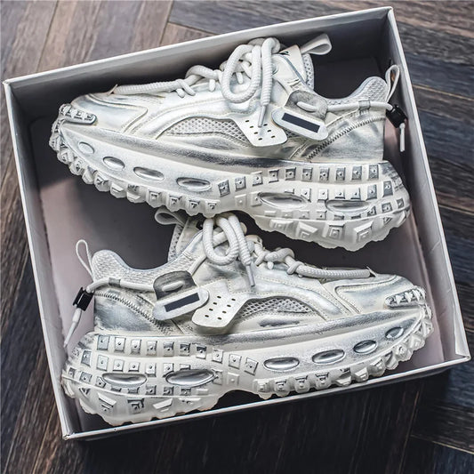 Men's Thick Sole Sneakers Fashion Casual Shoes Designer Platform Height Increasing Sports Shoes for Men Street Style Tennis Shoe