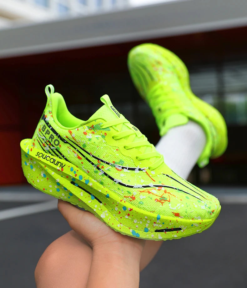 Marathon Carbon Plate Air Cushion Men Sports Running Shoes Breathable Lightweight Women's Comfortable Athletic Nonskid Sneakers