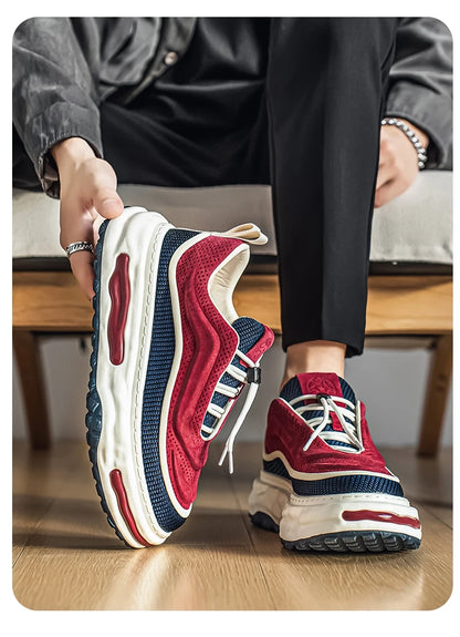 Men's Shoe Breathable Leather Casual Shoes Thick Soled Casual Sneakers Outdoor Running Sneakers Tennis Soft Soles Male Sneakers