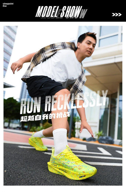 Marathon Carbon Plate Air Cushion Men Sports Running Shoes Breathable Lightweight Women's Comfortable Athletic Nonskid Sneakers