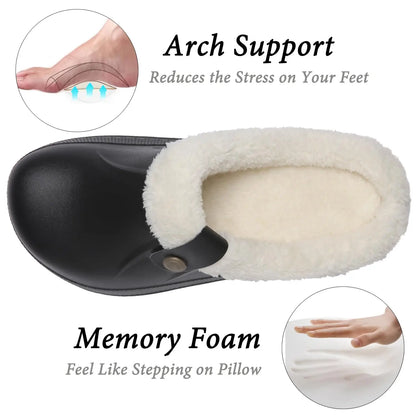 Asgard Winter Fur Furry Slippers For Men Outdoor Fashion Waterproof Plush Cotton Slippers Indoor Warm Cozy Non-slip Home Shoes
