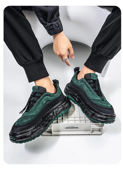 Men's Shoe Breathable Leather Casual Shoes Thick Soled Casual Sneakers Outdoor Running Sneakers Tennis Soft Soles Male Sneakers