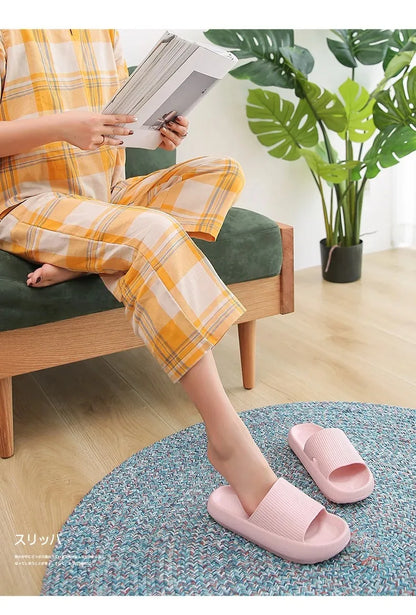 Women Thick Platform Cloud Slippers Summer Beach Eva Soft Sole Slide Sandals Leisure Men Ladies Indoor Bathroom Anti-slip Shoes