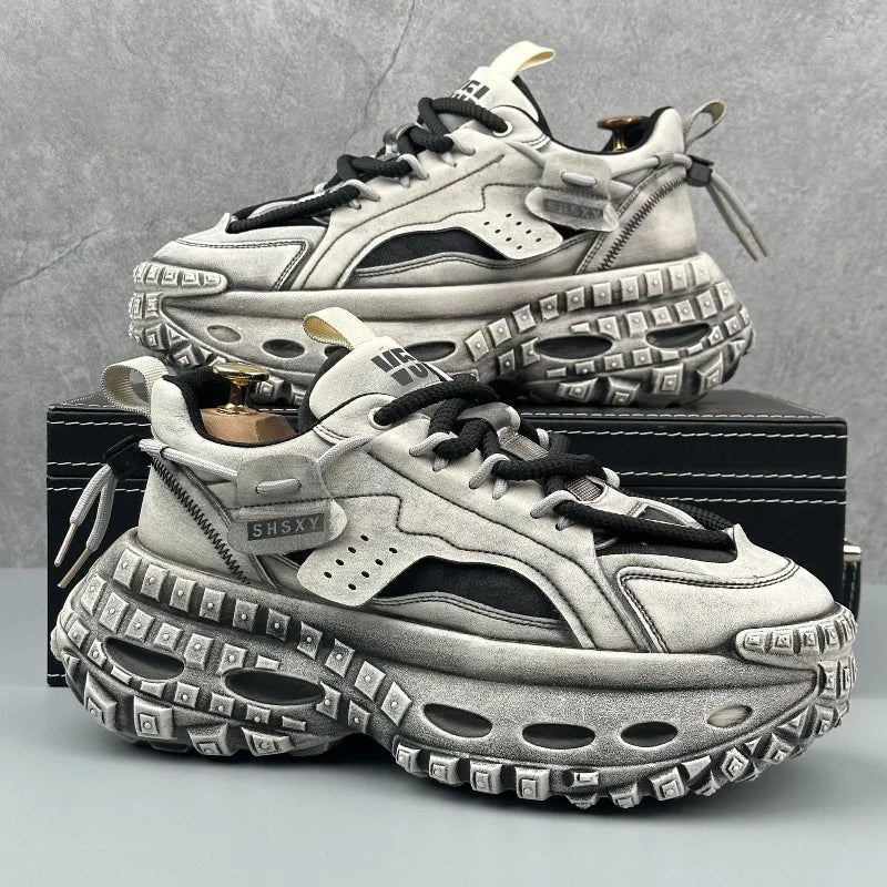 Men's Thick Sole Sneakers Fashion Casual Shoes Designer Platform Height Increasing Sports Shoes for Men Street Style Tennis Shoe
