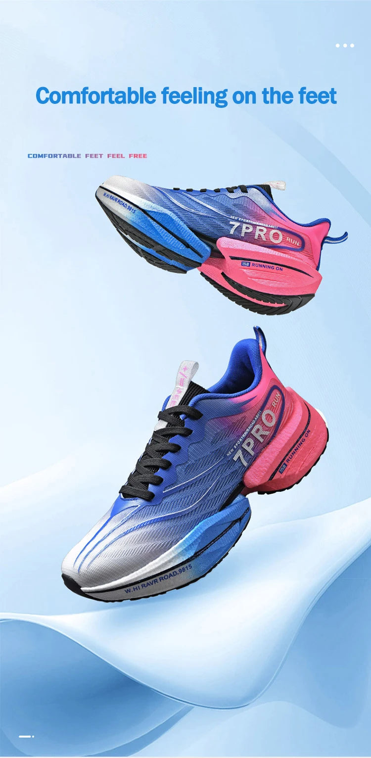 New Men's Carbon Plate Sneakers Outdoor Soft Sole Mesh Sports Shoes Running Shoes Light Anti-Slip Casual Couple Tennis Shoes