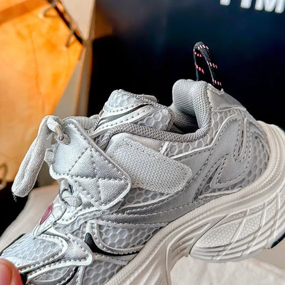 Students Sneakers Mesh Breathable Boys Girls Running Shoes Thick Soft Sole 2025 New Fashion Kids Casual Sports Shoes Non-slip