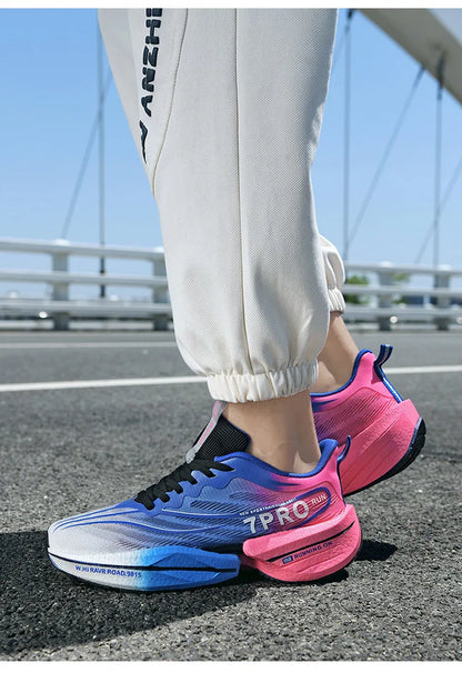 New Men's Carbon Plate Sneakers Outdoor Soft Sole Mesh Sports Shoes Running Shoes Light Anti-Slip Casual Couple Tennis Shoes