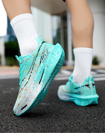 Marathon Carbon Plate Air Cushion Men Sports Running Shoes Breathable Lightweight Women's Comfortable Athletic Nonskid Sneakers