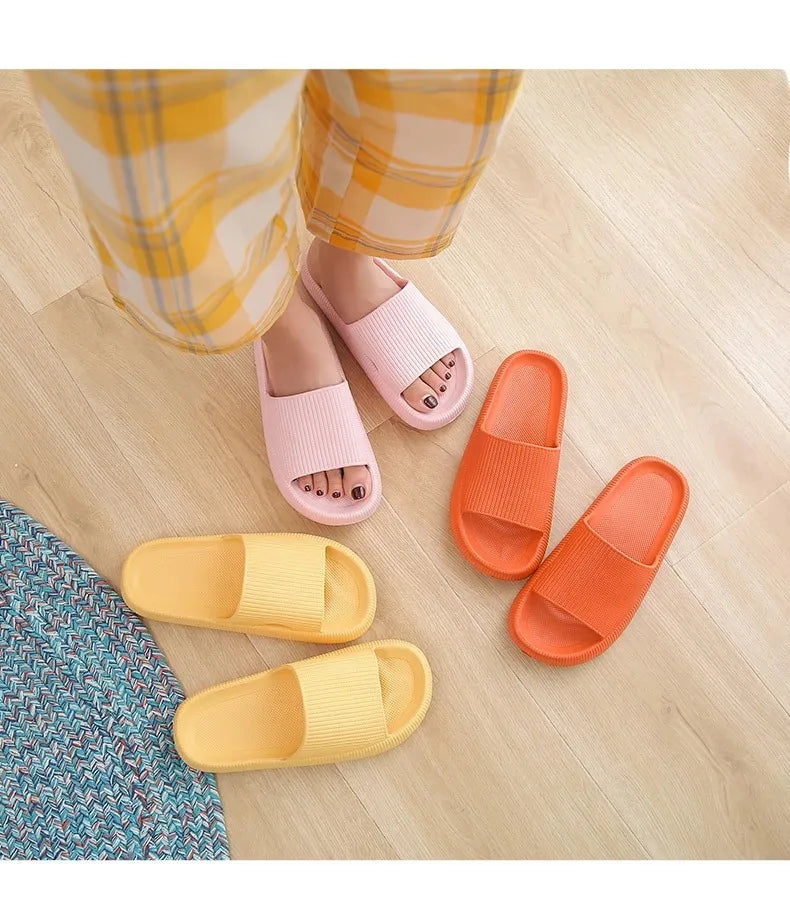 Women Thick Platform Cloud Slippers Summer Beach Eva Soft Sole Slide Sandals Leisure Men Ladies Indoor Bathroom Anti-slip Shoes