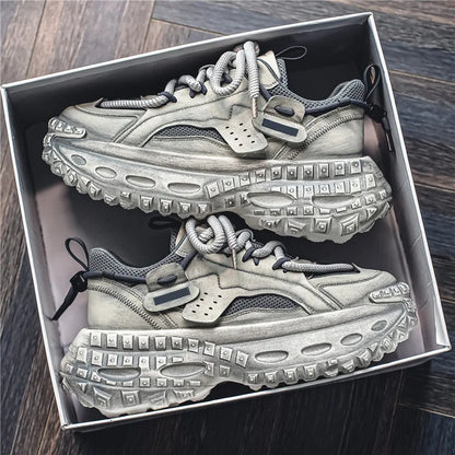 Men's Thick Sole Sneakers Fashion Casual Shoes Designer Platform Height Increasing Sports Shoes for Men Street Style Tennis Shoe