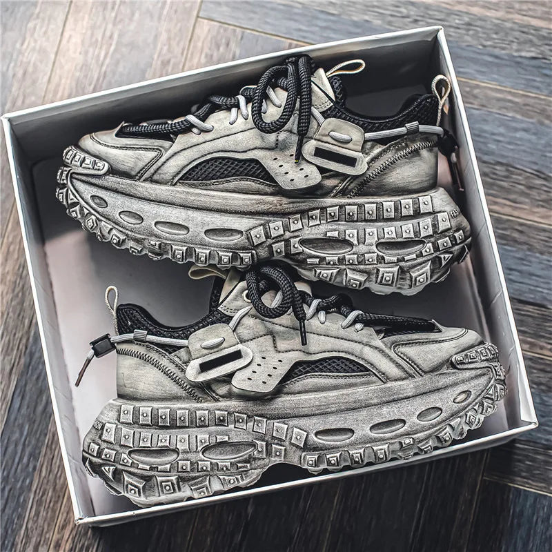 Men's Thick Sole Sneakers Fashion Casual Shoes Designer Platform Height Increasing Sports Shoes for Men Street Style Tennis Shoe