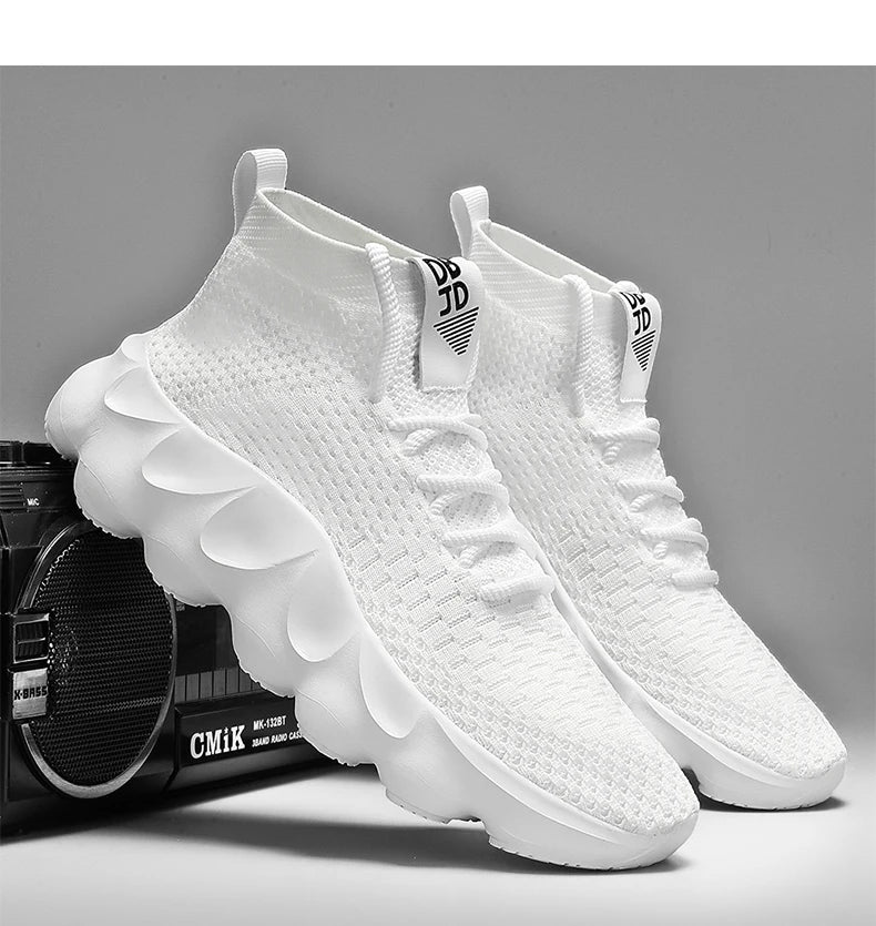 Trainers Breathable Soft Sole Sports Casual Shoes Fashion Lace-up Thick-soled White Shoes Tenis Masculino Mens White Sneakers